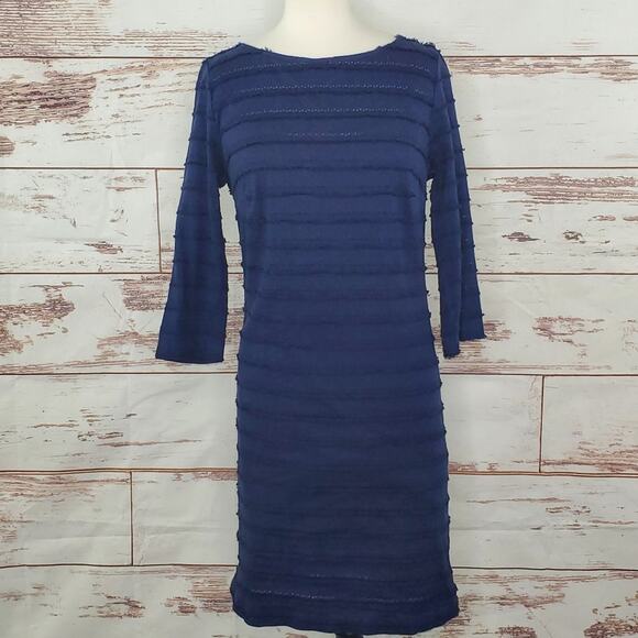 Trina Turk Dress Ain't Misbehavin Fringe Lace Navy Blue Size 8 - Picture 1 of 9